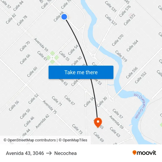 Avenida 43, 3046 to Necochea map