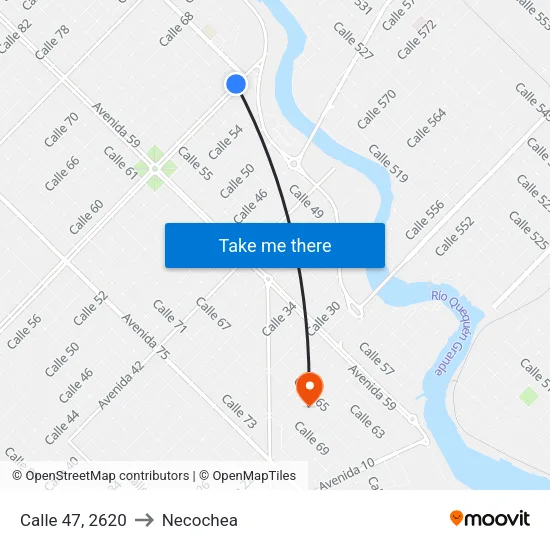 Calle 47, 2620 to Necochea map