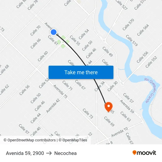 Avenida 59, 2900 to Necochea map