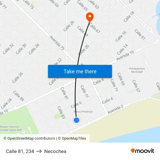 Calle 81, 234 to Necochea map