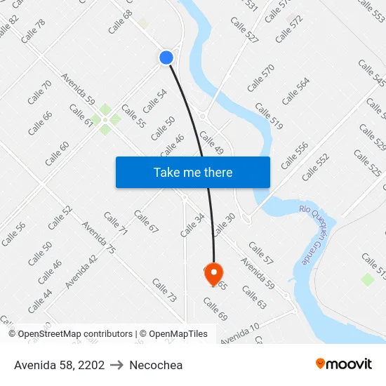 Avenida 58, 2202 to Necochea map