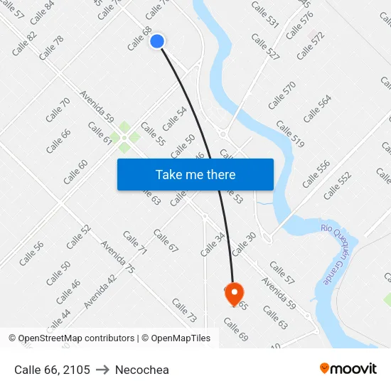 Calle 66, 2105 to Necochea map