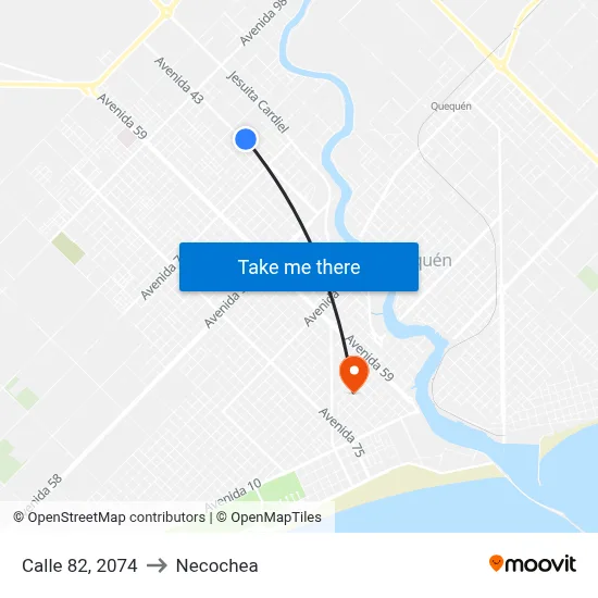 Calle 82, 2074 to Necochea map