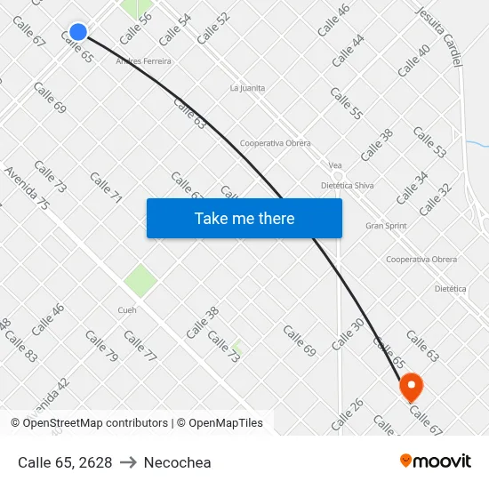 Calle 65, 2628 to Necochea map