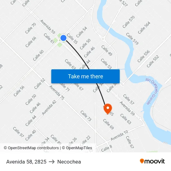Avenida 58, 2825 to Necochea map