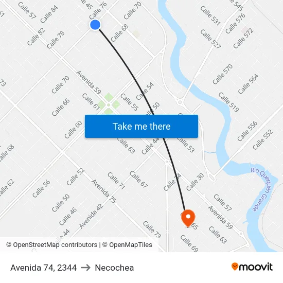 Avenida 74, 2344 to Necochea map