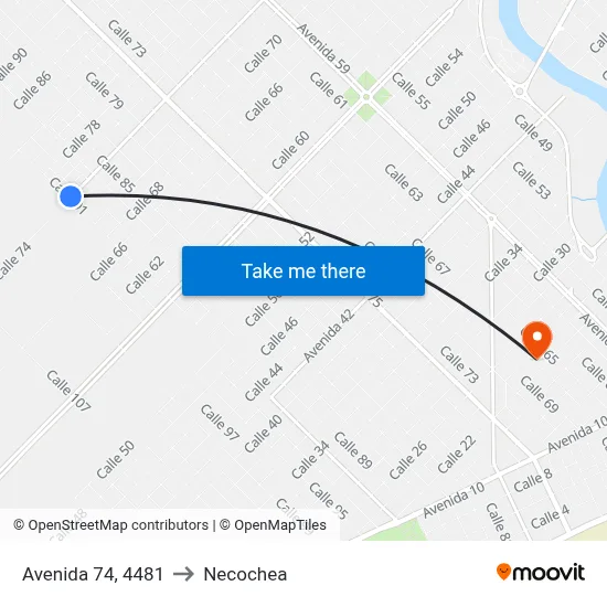 Avenida 74, 4481 to Necochea map