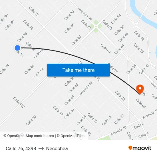 Calle 76, 4398 to Necochea map