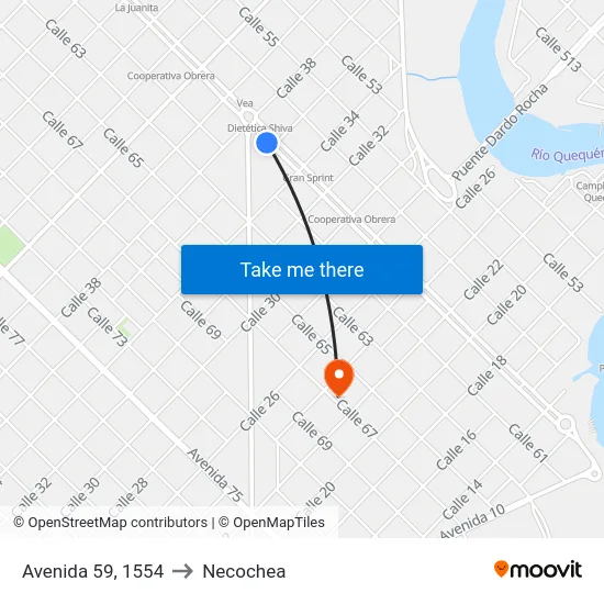 Avenida 59, 1554 to Necochea map