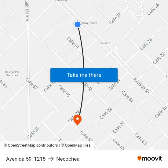 Avenida 59, 1215 to Necochea map