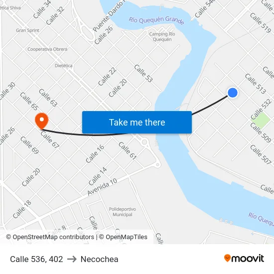 Calle 536, 402 to Necochea map
