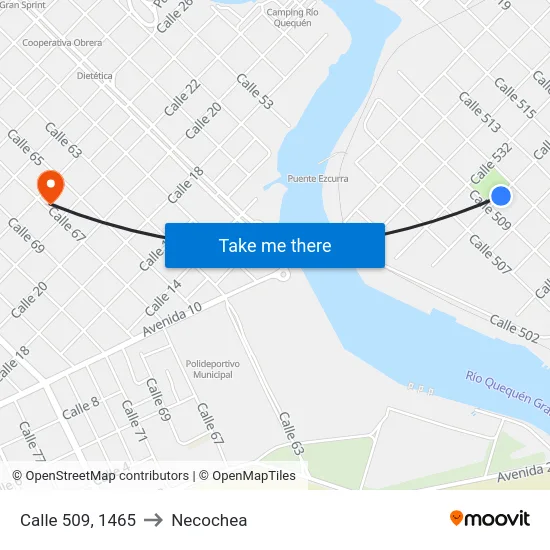Calle 509, 1465 to Necochea map