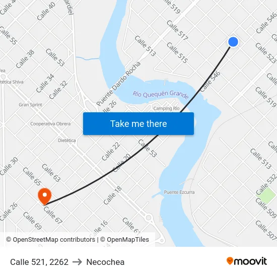 Calle 521, 2262 to Necochea map