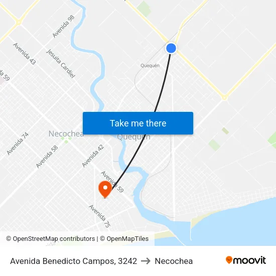 Avenida Benedicto Campos, 3242 to Necochea map