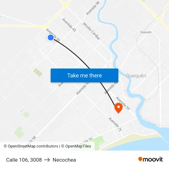 Calle 106, 3008 to Necochea map