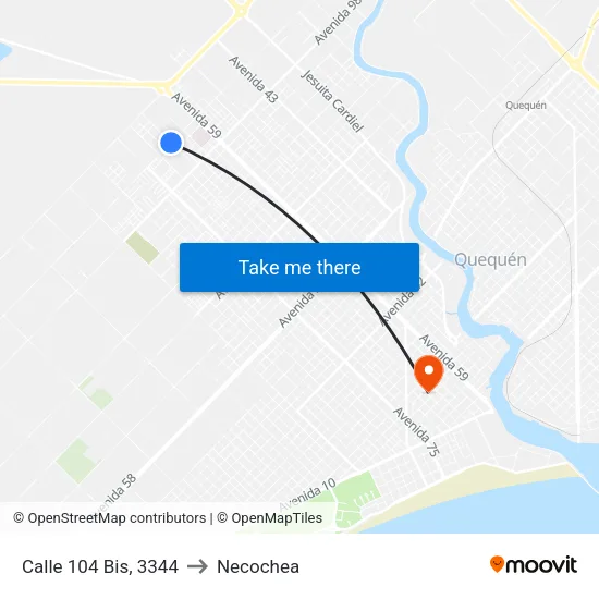 Calle 104 Bis, 3344 to Necochea map