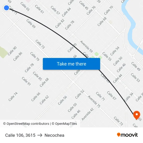 Calle 106, 3615 to Necochea map