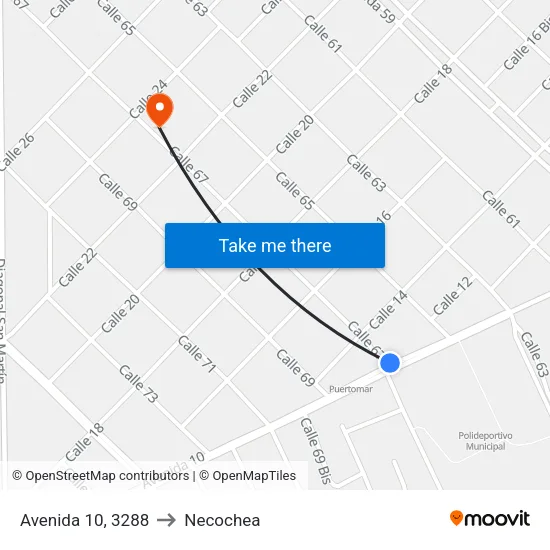 Avenida 10, 3288 to Necochea map