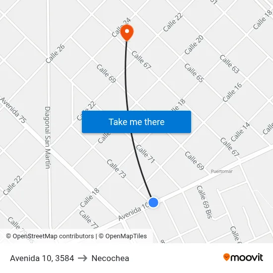 Avenida 10, 3584 to Necochea map