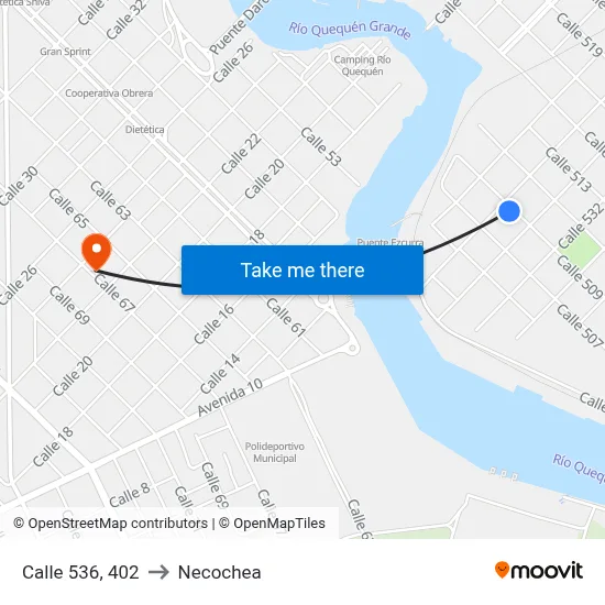 Calle 536, 402 to Necochea map
