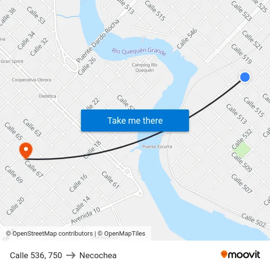 Calle 536, 750 to Necochea map
