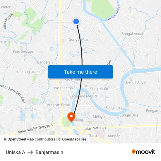 Uniska A to Banjarmasin map