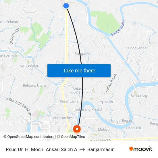 Rsud Dr. H. Moch. Ansari Saleh A to Banjarmasin map
