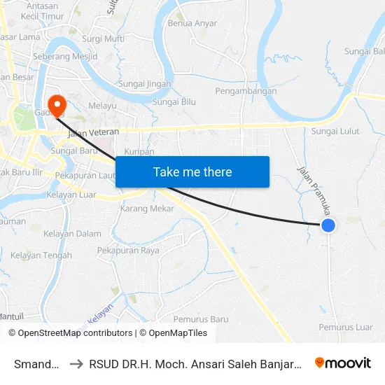 Smanda A to RSUD DR.H. Moch. Ansari Saleh Banjarmasin map