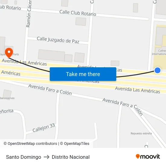 Santo Domingo to Distrito Nacional map