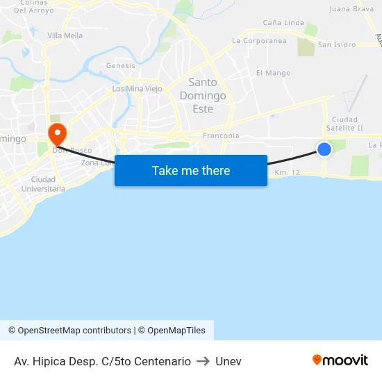 Av. Hipica Desp. C/5to Centenario to Unev map