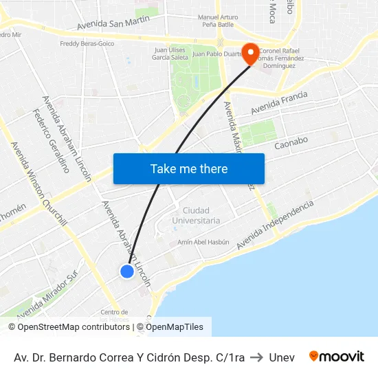 Av. Dr. Bernardo Correa Y Cidrón Desp. C/1ra to Unev map