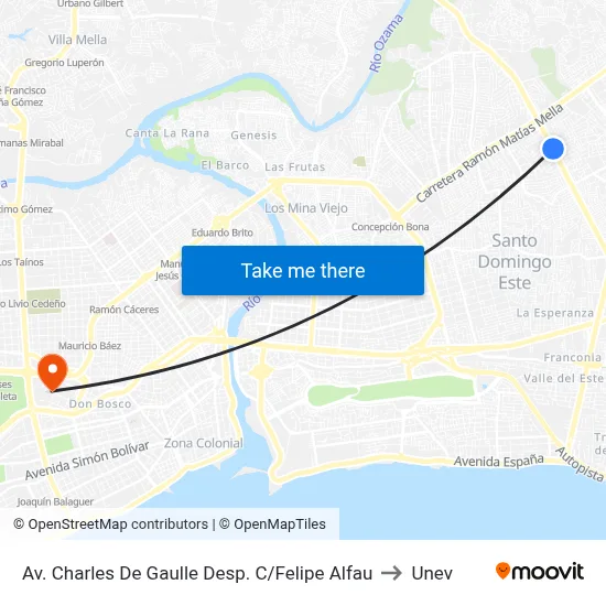 Av. Charles De Gaulle Desp. C/Felipe Alfau to Unev map