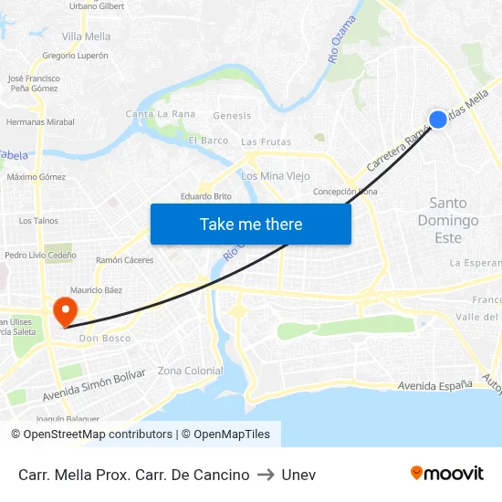 Carr. Mella Prox. Carr. De Cancino to Unev map