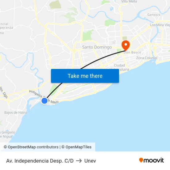 Av. Independencia Desp. C/D to Unev map