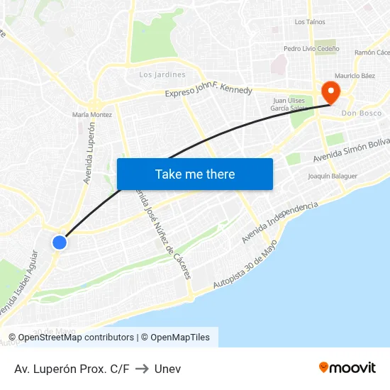 Av. Luperón Prox. C/F to Unev map