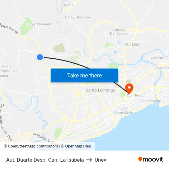 Aut. Duarte Desp. Carr. La Isabela to Unev map