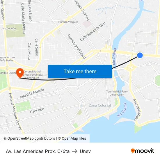 Av. Las Américas Prox. C/6ta to Unev map