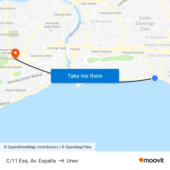 C/11 Esq. Av. España to Unev map