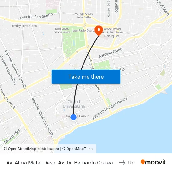 Av. Alma Mater Desp. Av. Dr. Bernardo Correa Y Cidron to Unev map