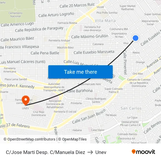 C/Jose Marti Desp. C/Manuela Diez to Unev map