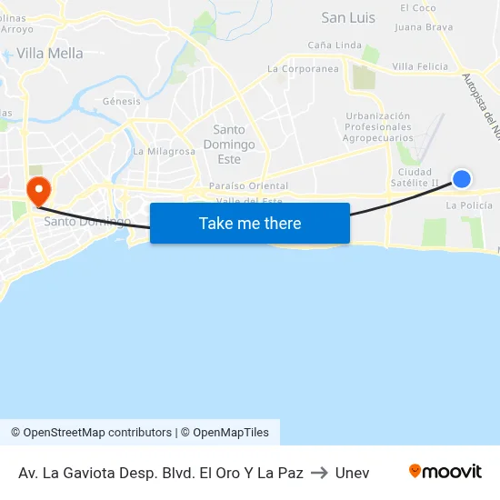 Av. La Gaviota Desp. Blvd. El Oro Y La Paz to Unev map
