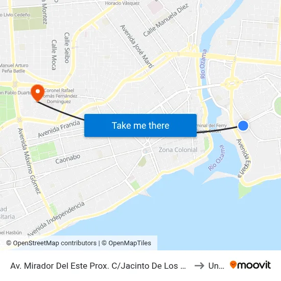 Av. Mirador Del Este Prox. C/Jacinto De Los Santos to Unev map