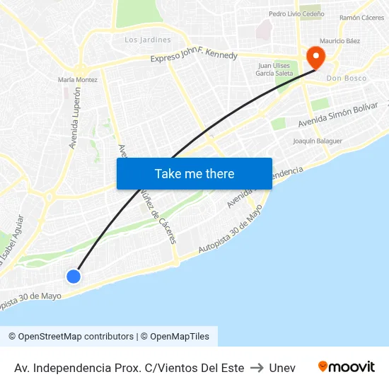 Av. Independencia Prox. C/Vientos Del Este to Unev map