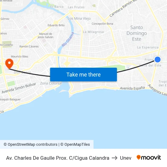 Av. Charles De Gaulle Prox. C/Cigua Calandra to Unev map