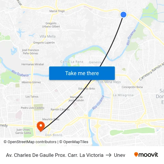 Av. Charles De Gaulle Prox. Carr. La Victoria to Unev map