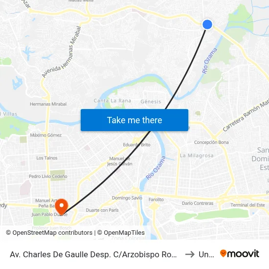 Av. Charles De Gaulle Desp. C/Arzobispo Romero to Unev map