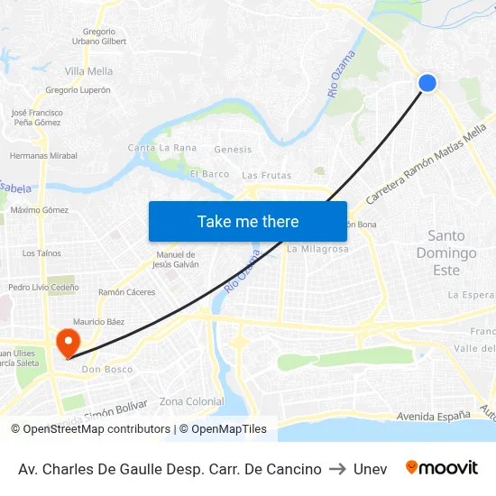 Av. Charles De Gaulle Desp. Carr. De Cancino to Unev map