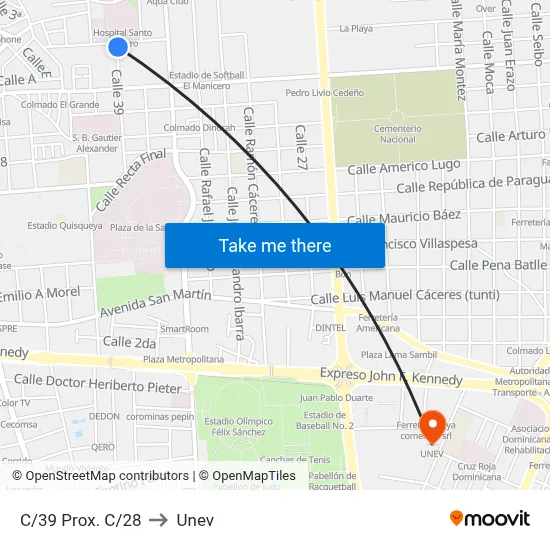 C/39 Prox. C/28 to Unev map
