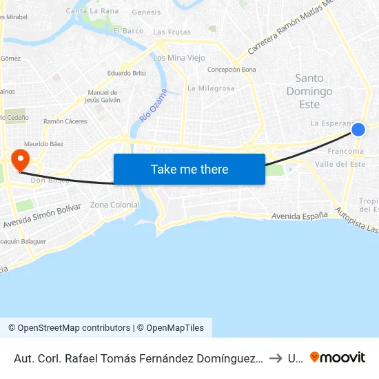 Aut. Corl. Rafael Tomás Fernández Domínguez Desp. Av. Charles De Gaulle to Unev map