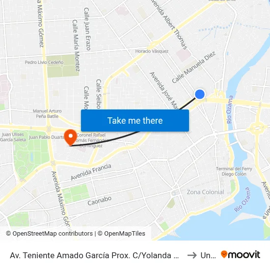 Av. Teniente Amado García Prox. C/Yolanda Guzman to Unev map